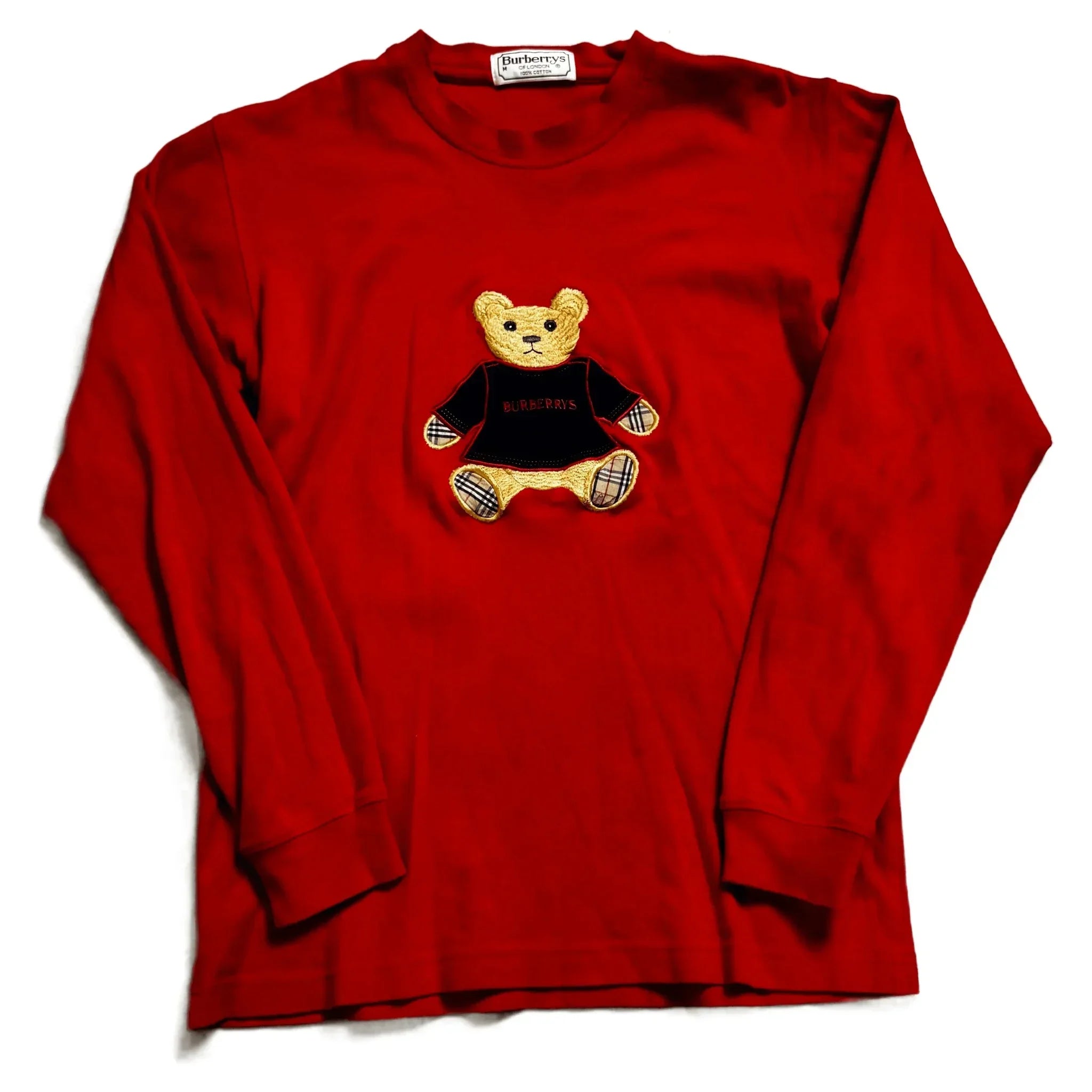 Vintage Red Burberry Long Sleeve Tee - M | The Streetwear Studio