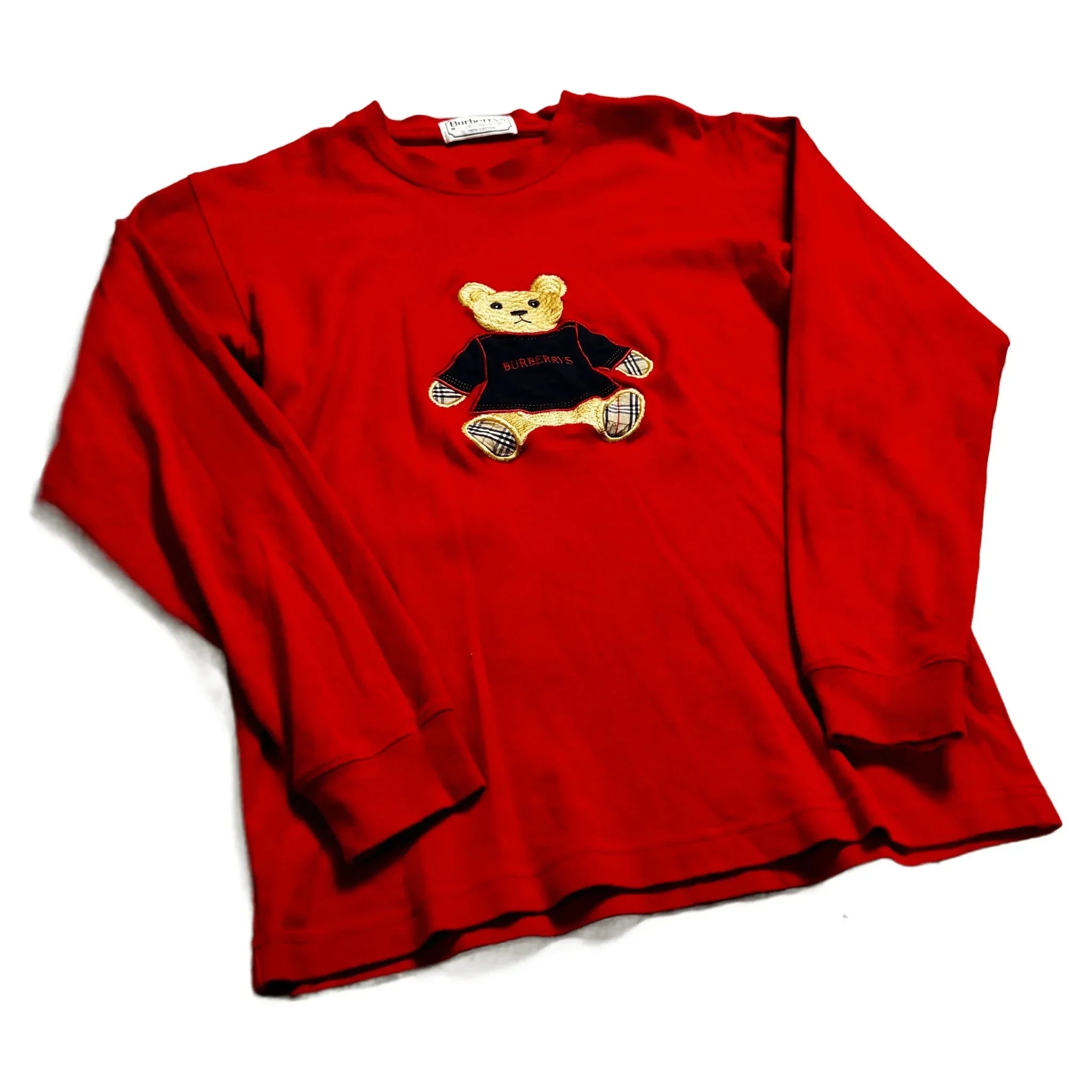 Vintage Red Burberry Long Sleeve Tee - M | The Streetwear Studio