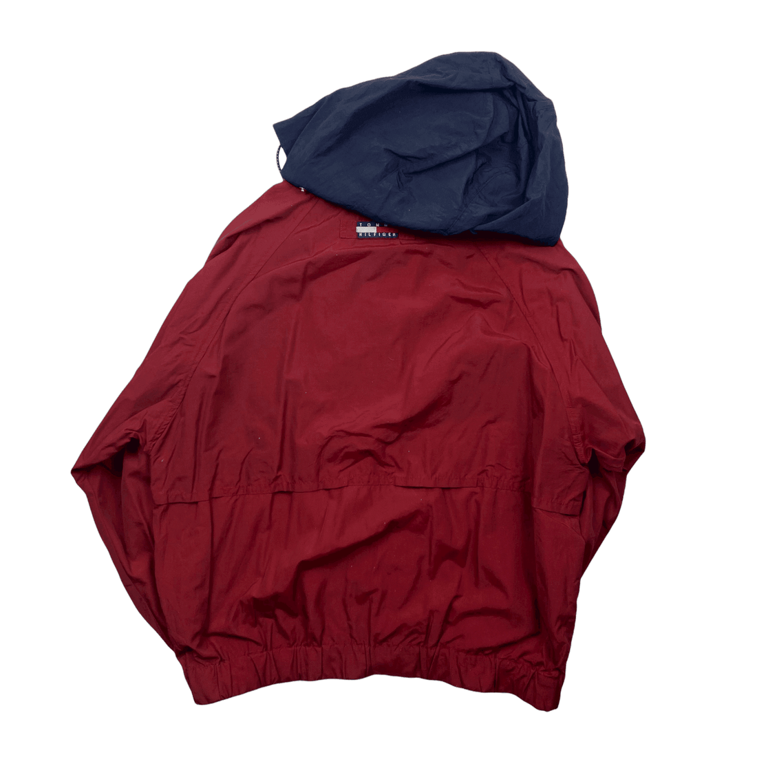 Vintage Red/ Burgundy Tommy Hilfiger Sailing Waterproof Full Zip Jacket with Hood - Large - The Streetwear Studio