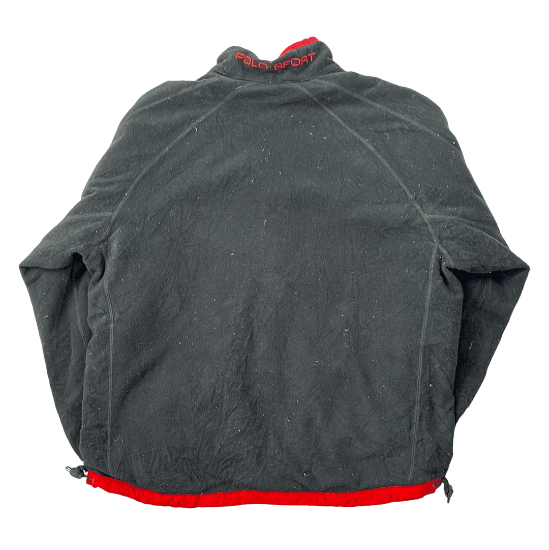 Vintage Red + Grey Ralph Lauren Polo Sport Reversible Fleece/ Jacket - Extra Large - The Streetwear Studio