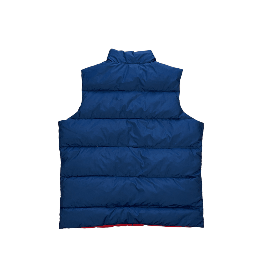 Vintage Red + Navy Blue Polo Ralph Lauren Reversible Puffer Gilet - Medium - The Streetwear Studio
