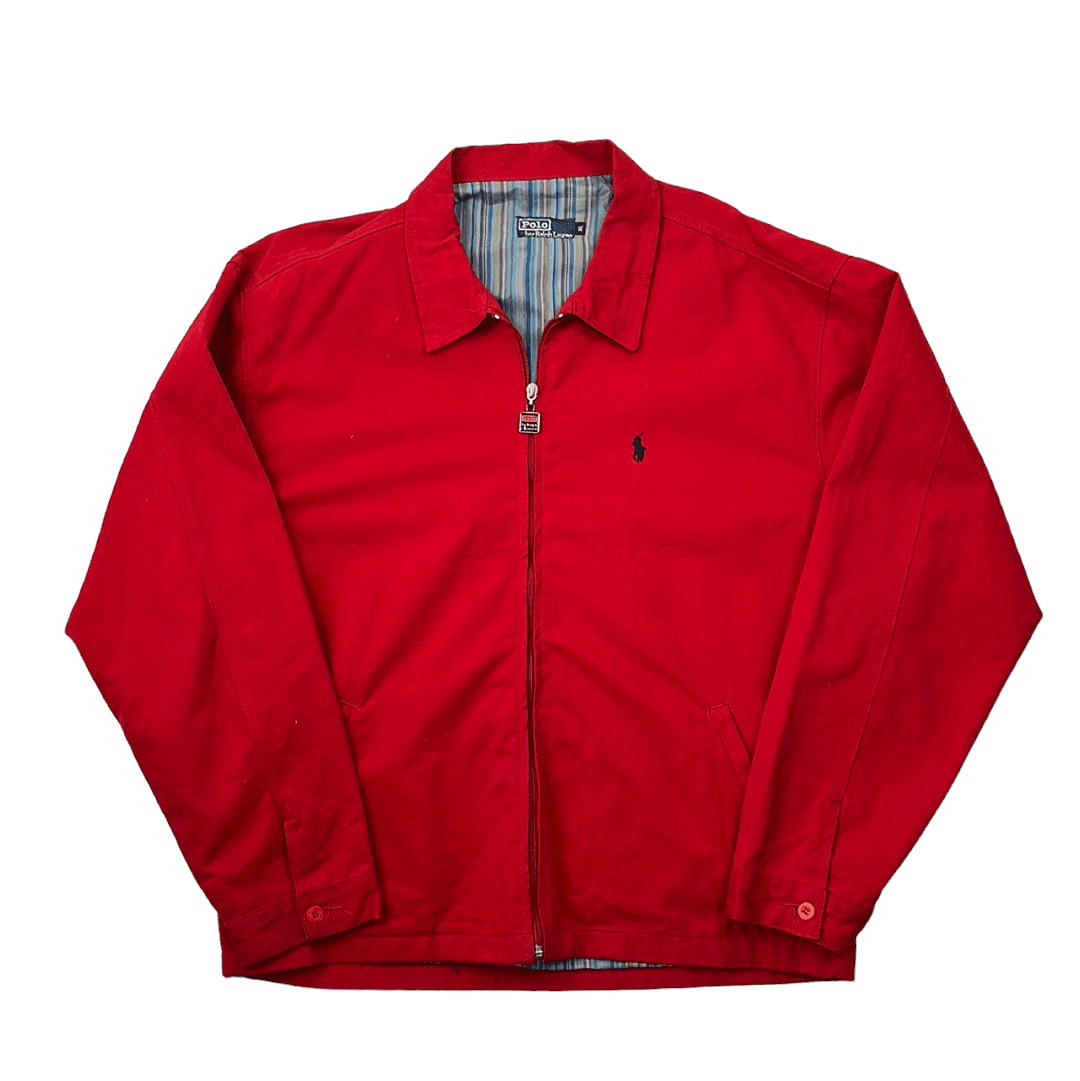 Vintage Red Polo Ralph Lauren Harrington Jacket - Extra Large - The Streetwear Studio