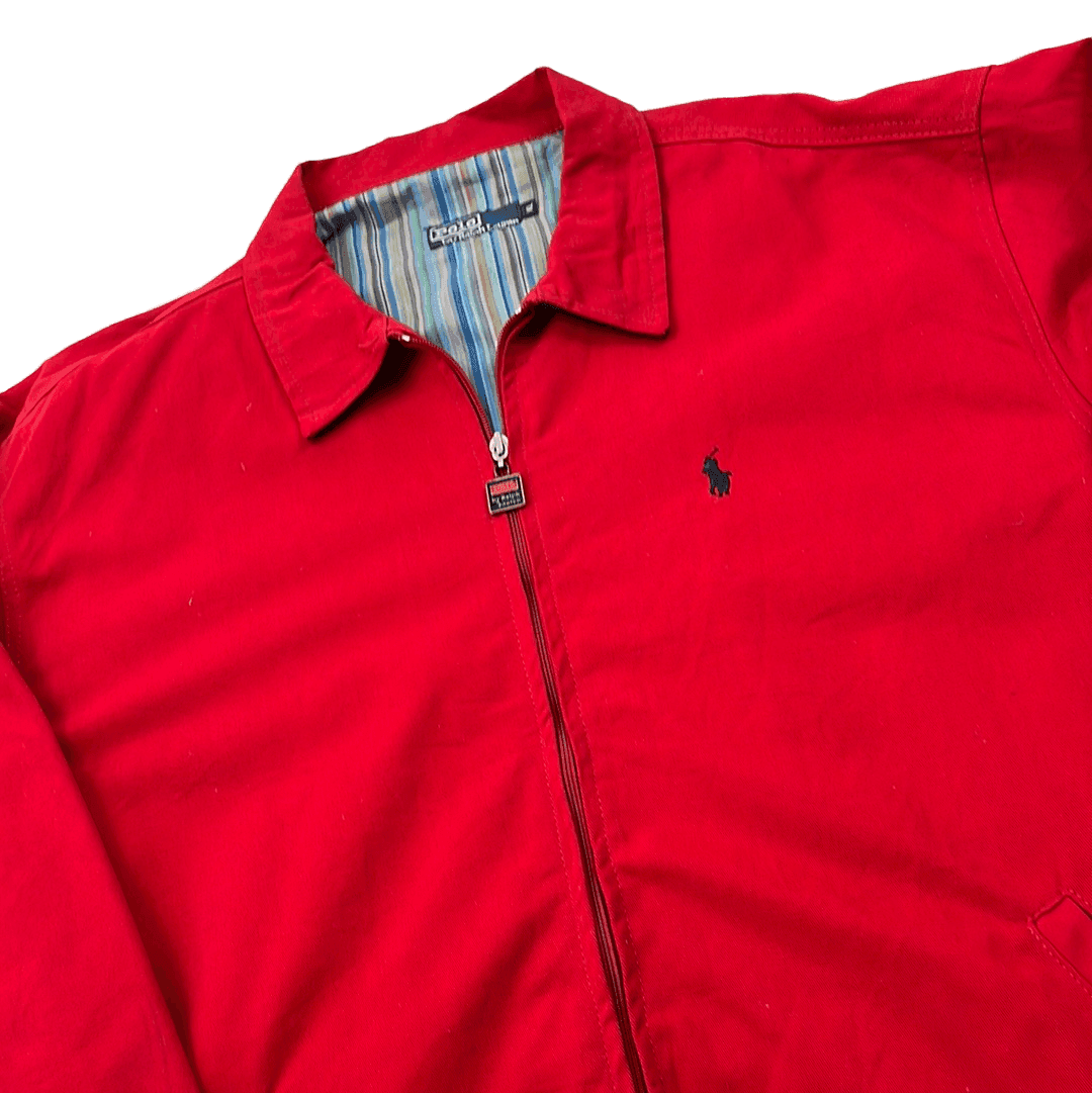 Vintage Red Polo Ralph Lauren Harrington Jacket - Extra Large - The Streetwear Studio