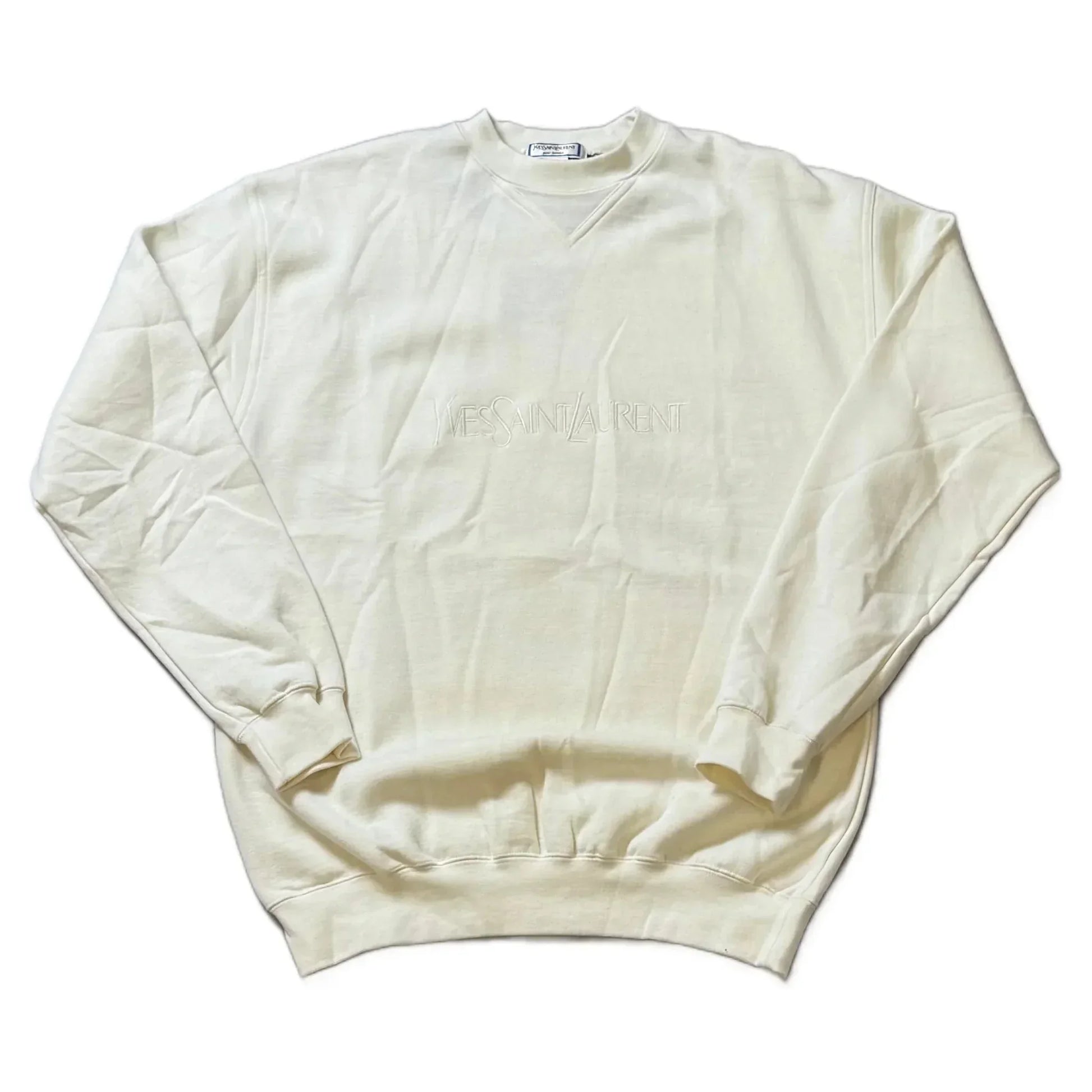 Vintage White Yves Saint Laurent (YSL) Sweatshirt - M | The Streetwear Studio