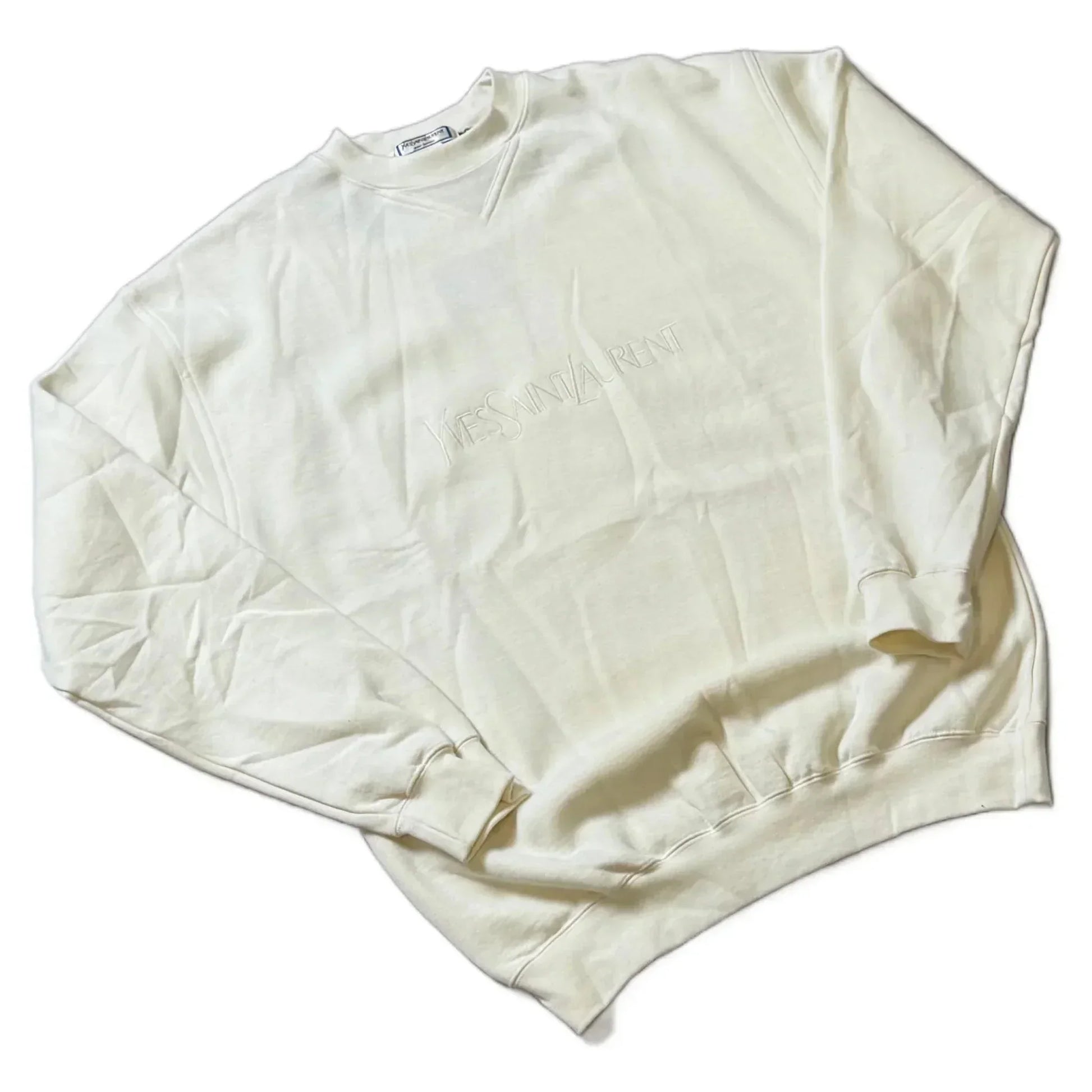 Vintage White Yves Saint Laurent (YSL) Sweatshirt - M | The Streetwear Studio