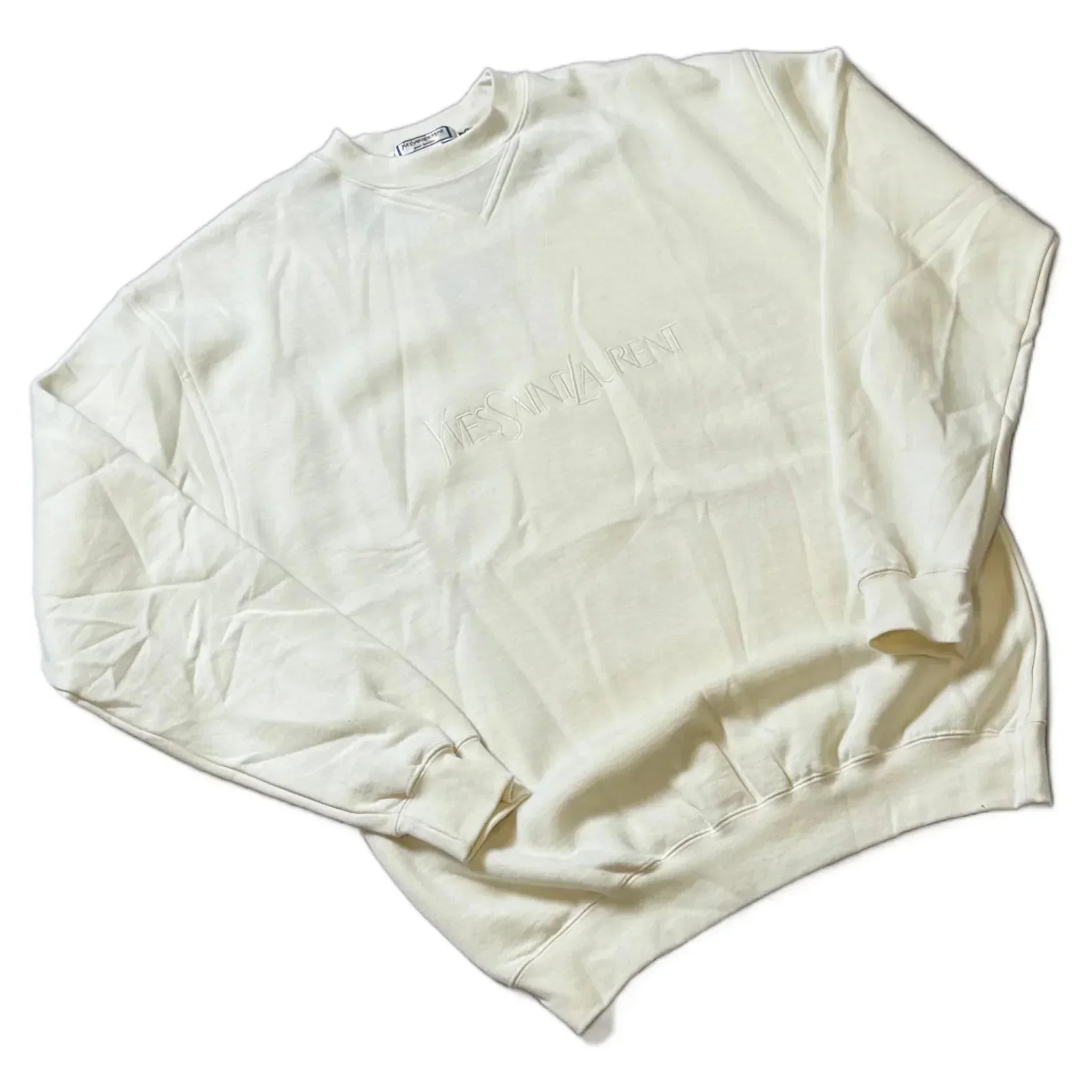 Vintage White Yves Saint Laurent (YSL) Sweatshirt - M | The Streetwear Studio