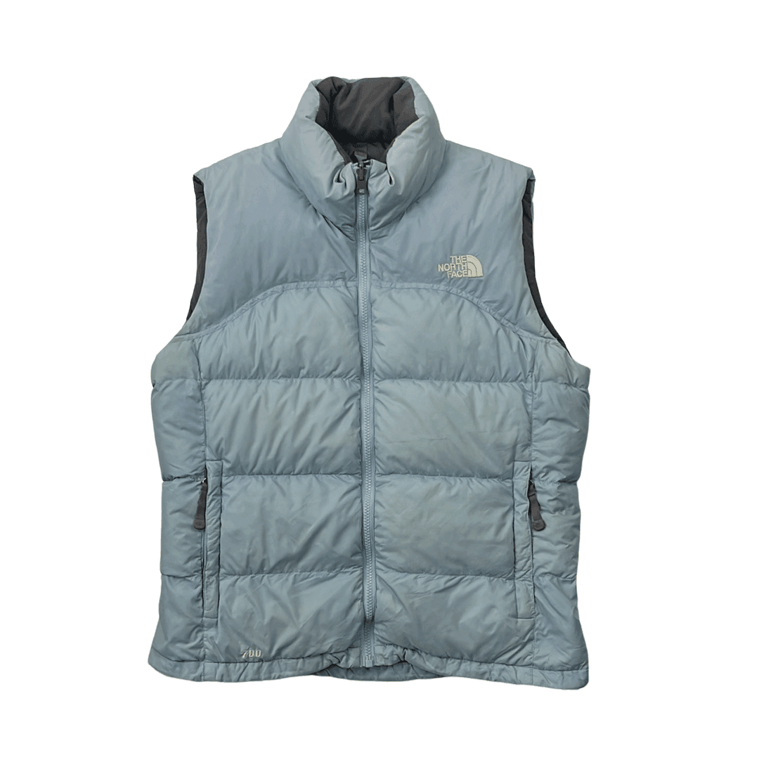 Vintage Women's Baby Blue The North Face (TNF) 700 Puffer Gilet - Medium - The Streetwear Studio