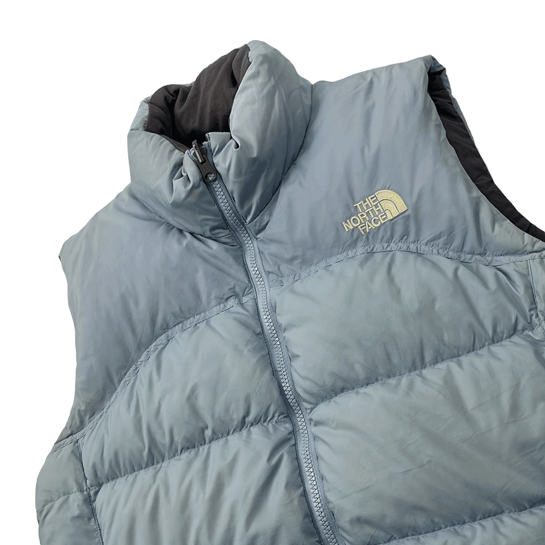Vintage Women's Baby Blue The North Face (TNF) 700 Puffer Gilet - Medium - The Streetwear Studio