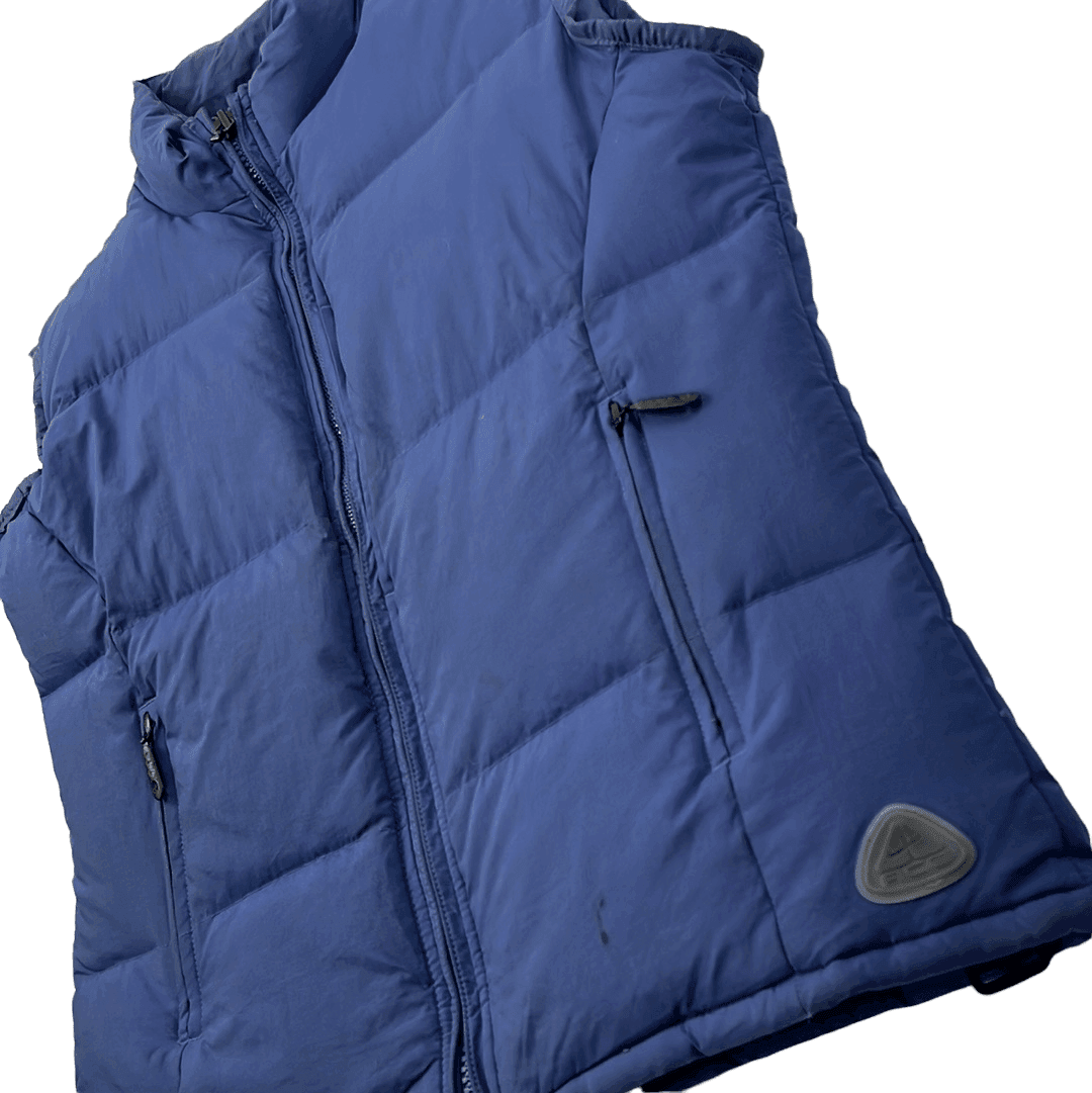Vintage Women's Blue Nike ACG Puffer Gilet - Small - The Streetwear Studio