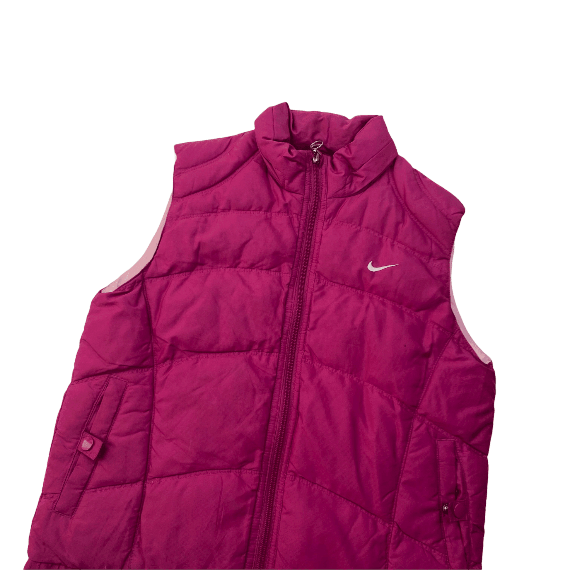 Vintage Women's Pink Nike Puffer Gilet - Large - The Streetwear Studio