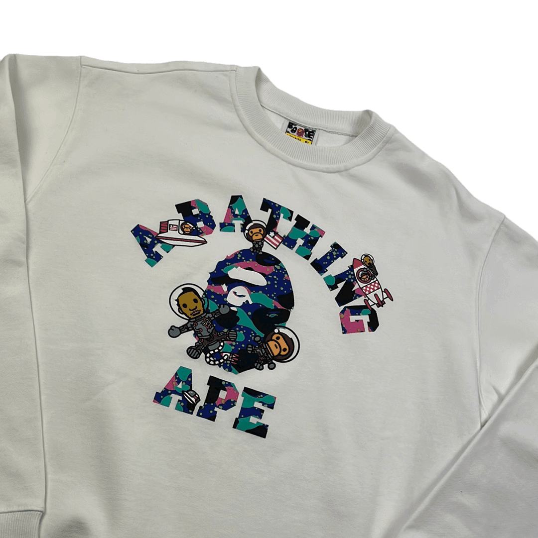 White A Bathing Ape (BAPE) x Kid Cudi Sweatshirt - Extra Large - The Streetwear Studio