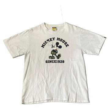 White A Bathing Ape (BAPE) x Mickey Mouse Tee - L | The Streetwear Studio