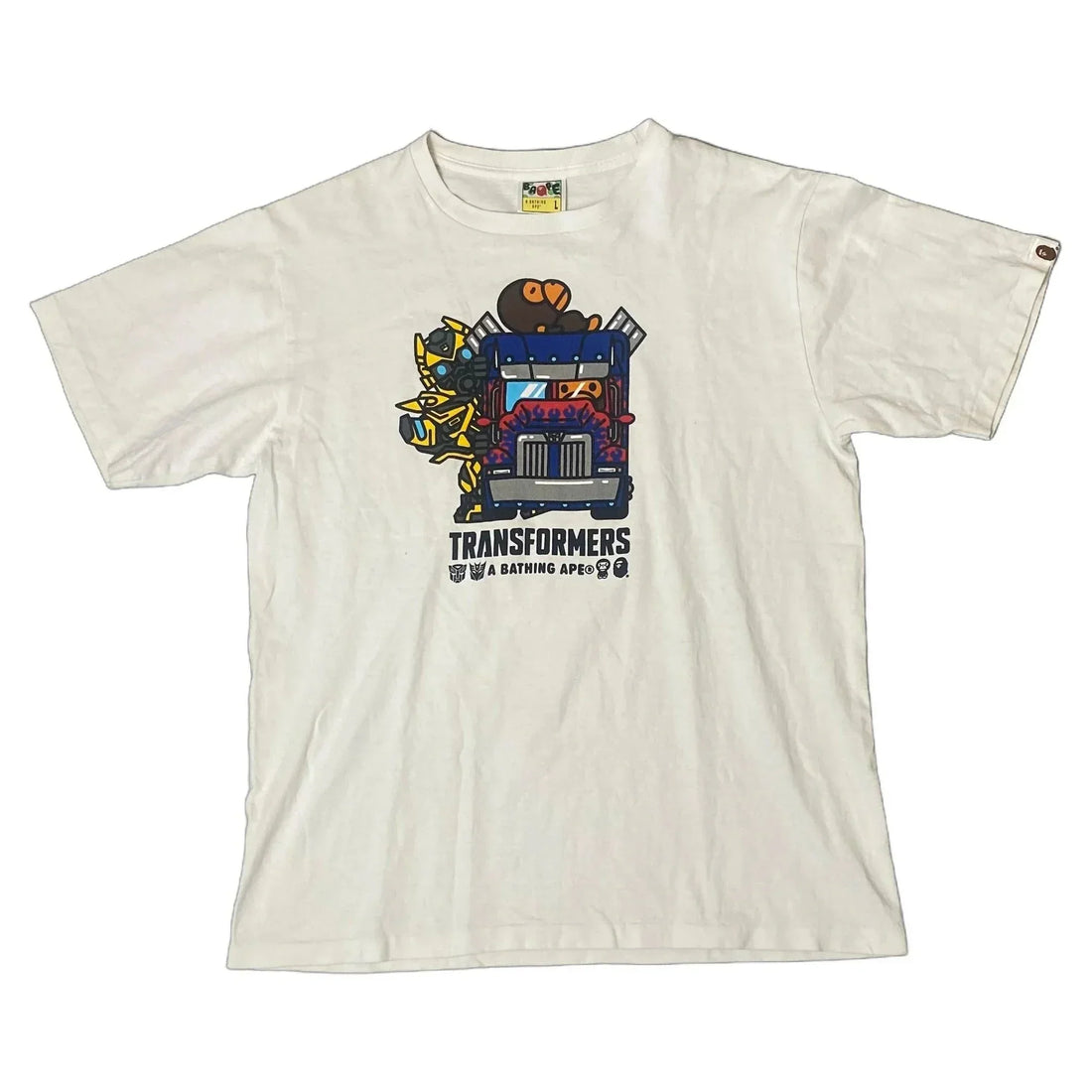 White A Bathing Ape (BAPE) x Transformers Tee - L | The Streetwear Studio