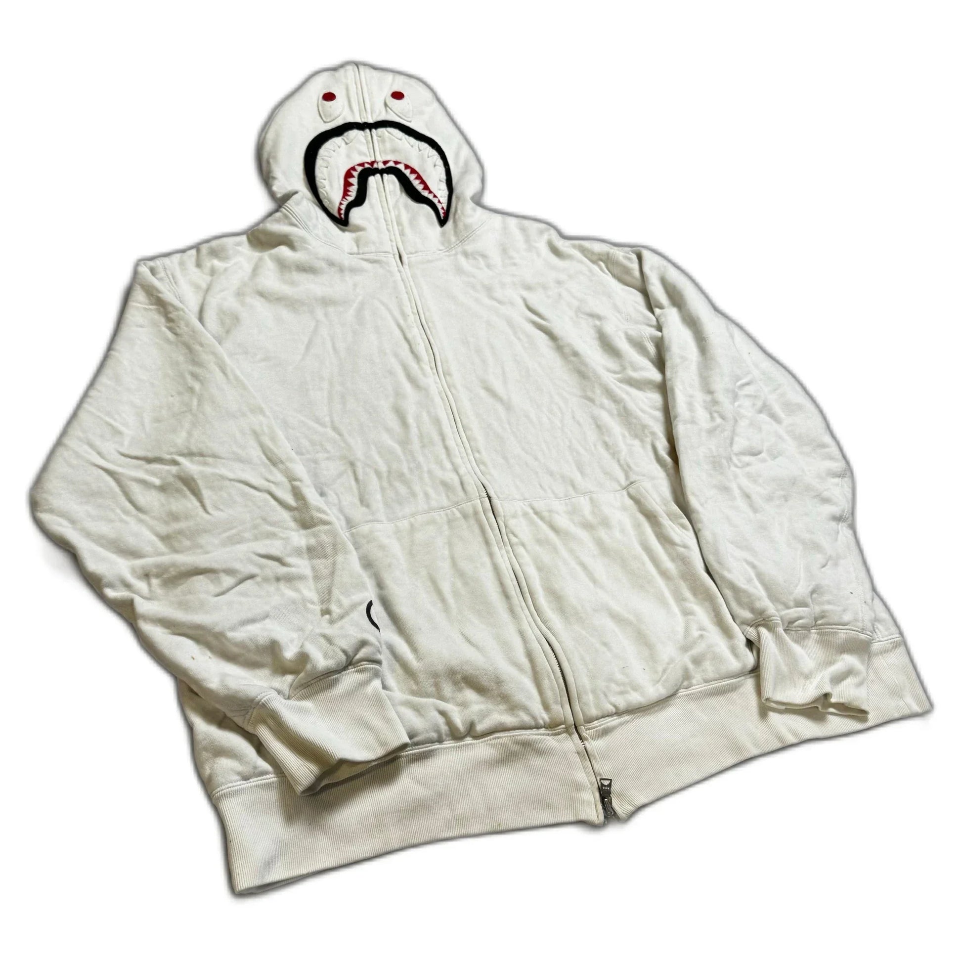 White A Bathing Ape (BAPE) Zip Up Hoodie - XL | The Streetwear Studio