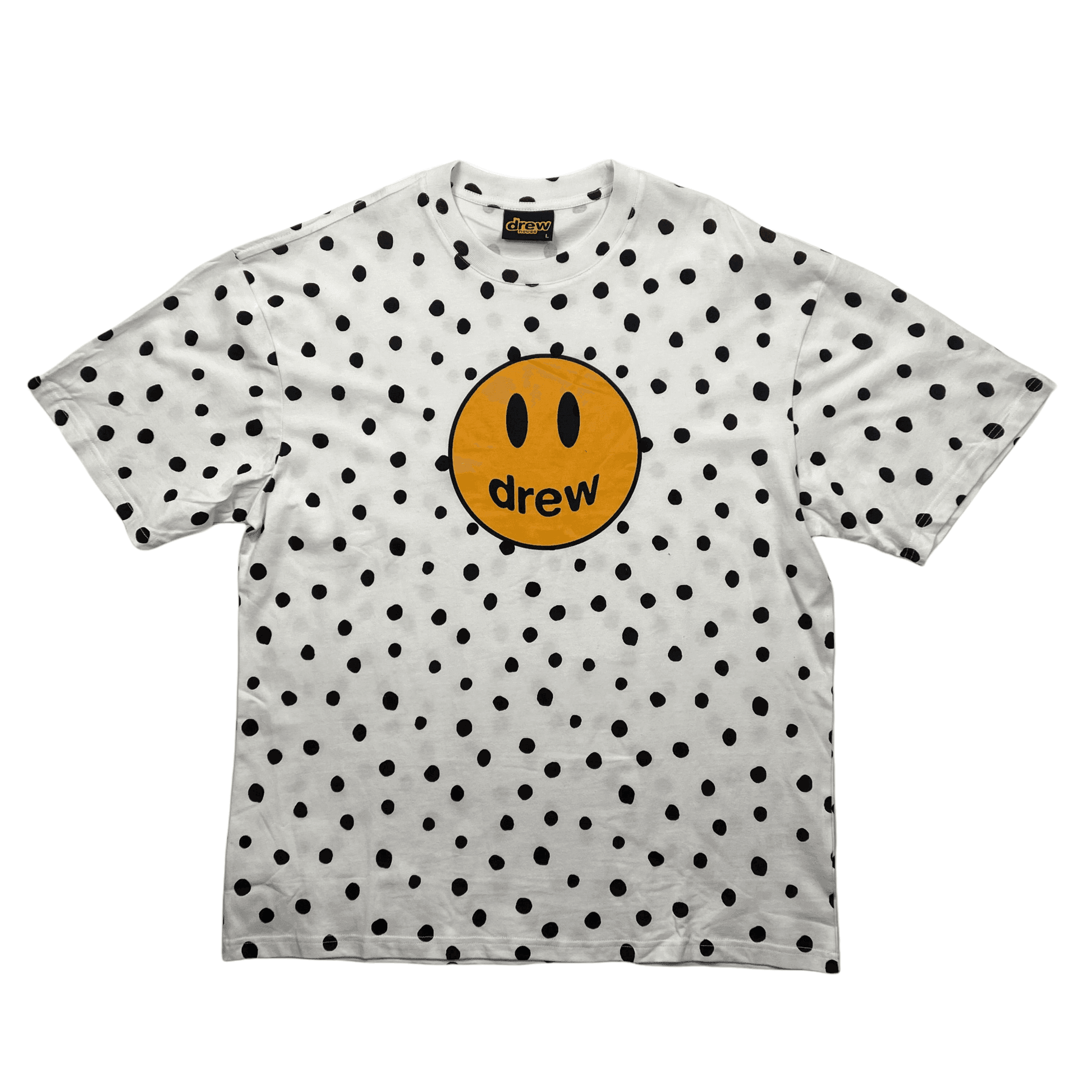 White + Black Polka Dot Drew House Tee - Large - The Streetwear Studio