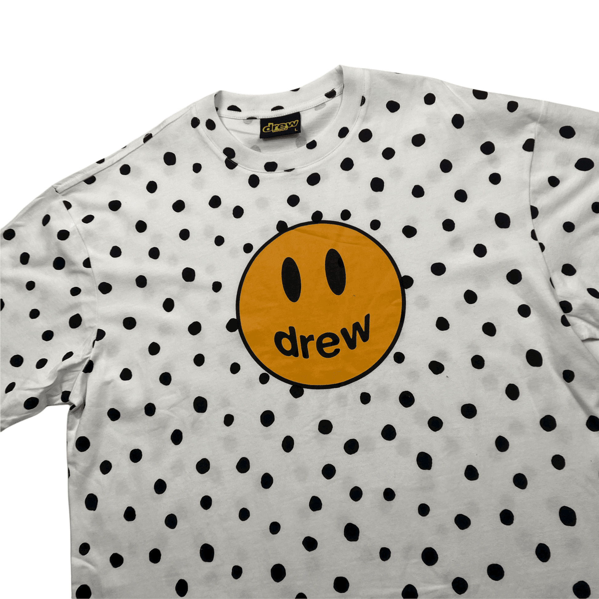 White + Black Polka Dot Drew House Tee - Large - The Streetwear Studio