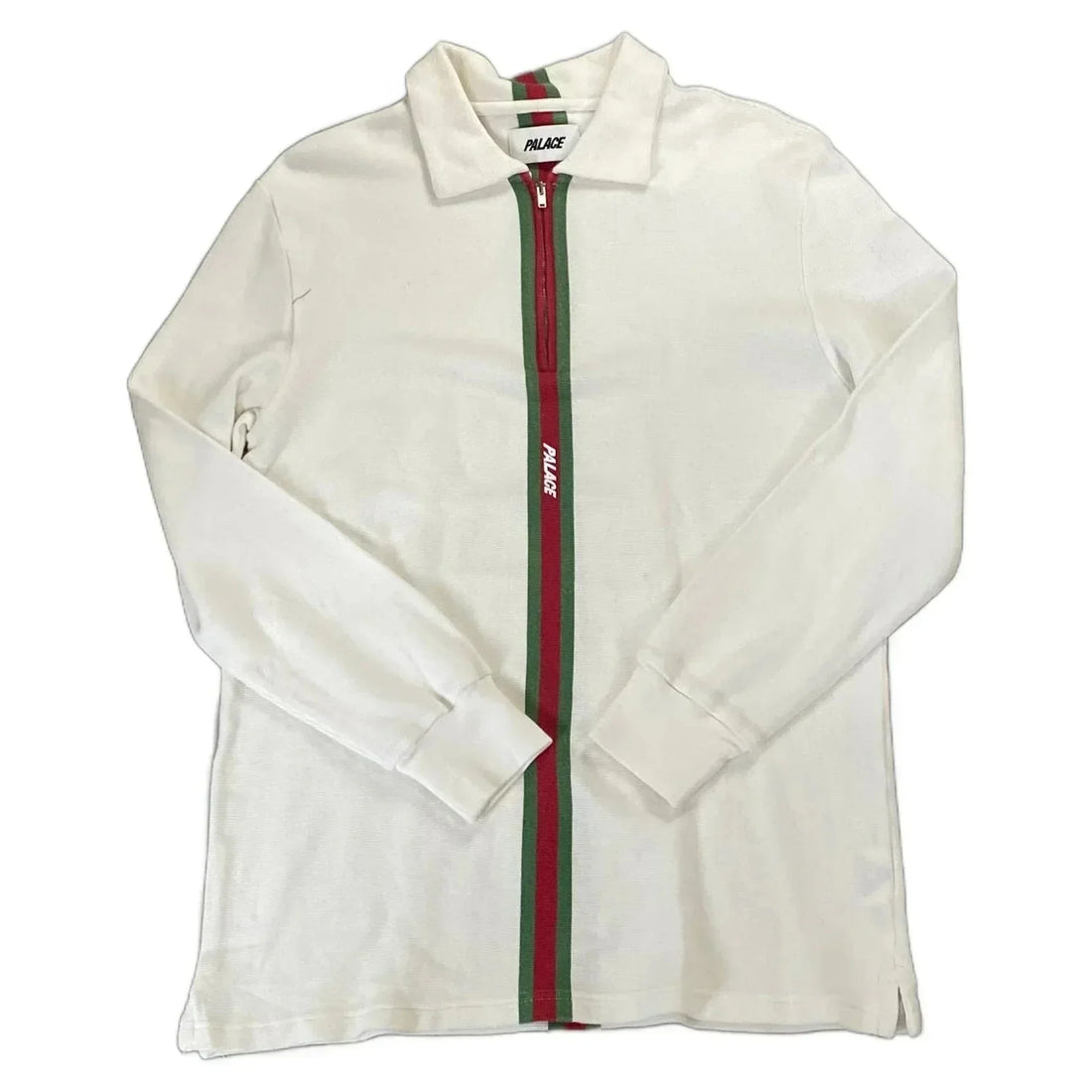 White Palace 1/4 Zip Long Sleeve Polo Shirt - M | The Streetwear Studio