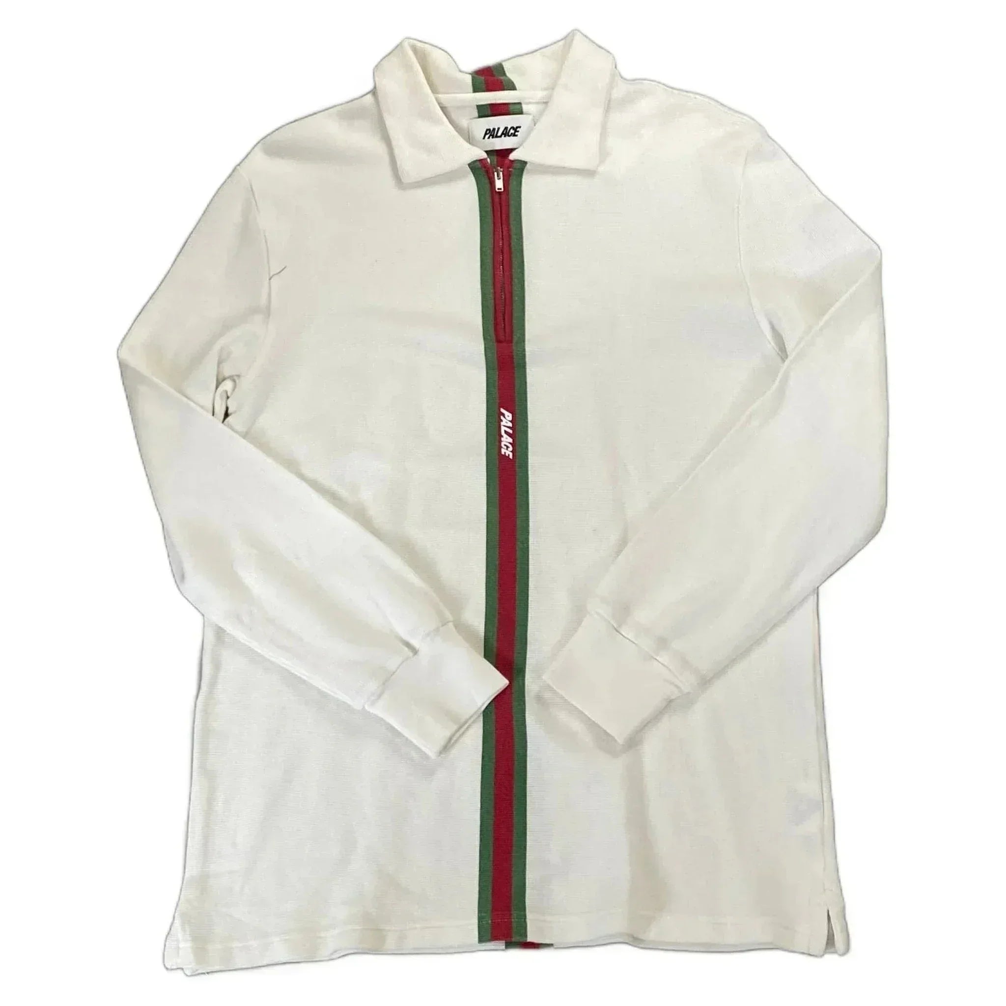 White Palace 1/4 Zip Long Sleeve Polo Shirt - M | The Streetwear Studio