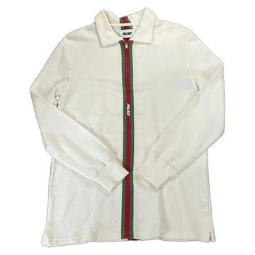 White Palace 1/4 Zip Long Sleeve Polo Shirt - M | The Streetwear Studio