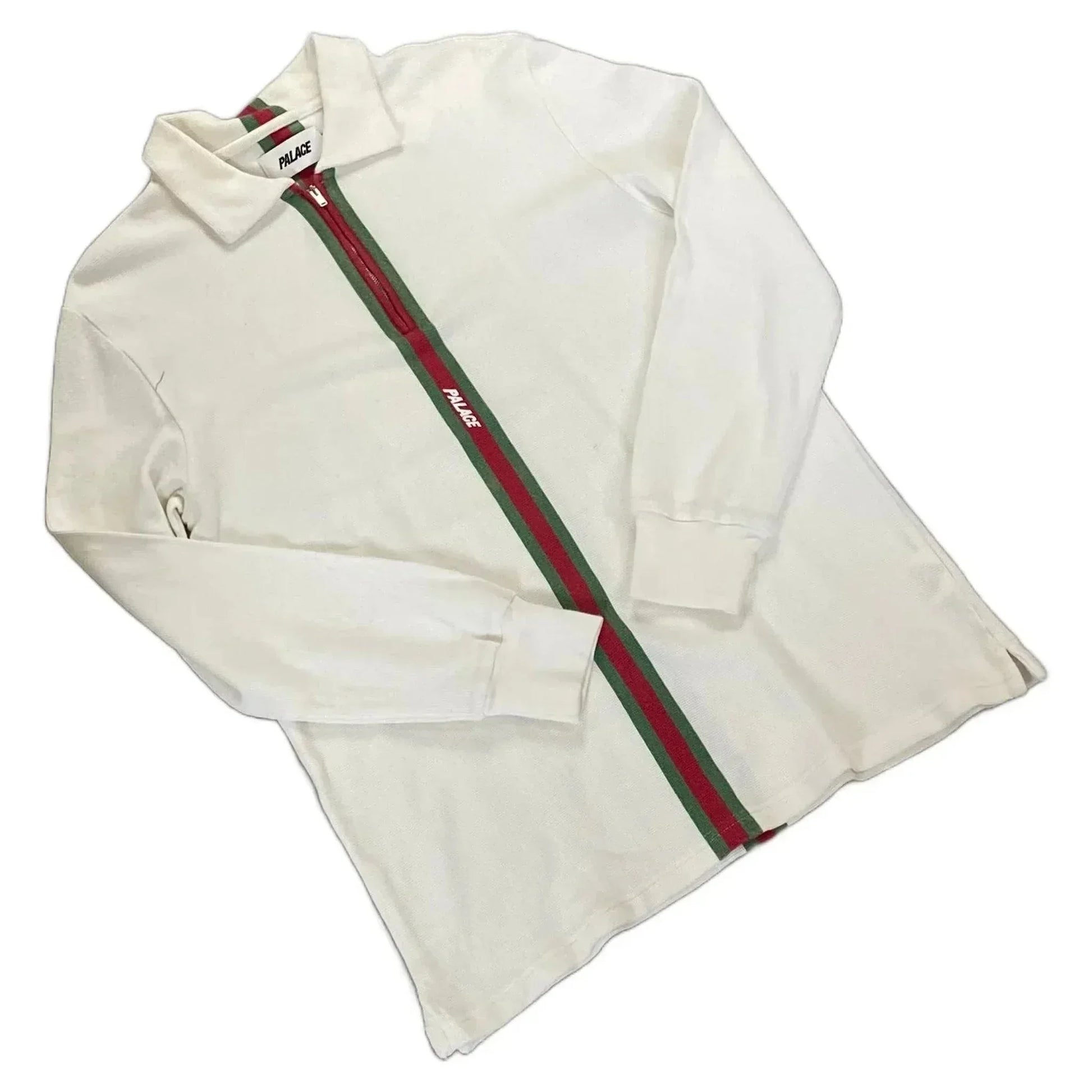 White Palace 1/4 Zip Long Sleeve Polo Shirt - M | The Streetwear Studio