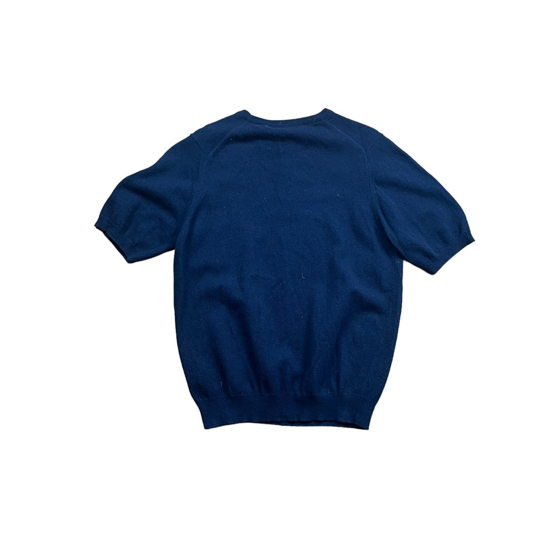 Women's 90s Vintage Navy Blue Burberry Knitted Tee - Small - The Streetwear Studio