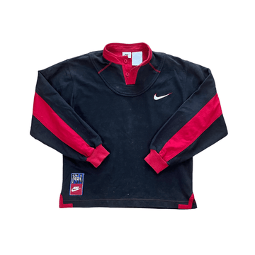 Women’s Vintage 90s Black + Red Nike Sweatshirt - Large - The Streetwear Studio