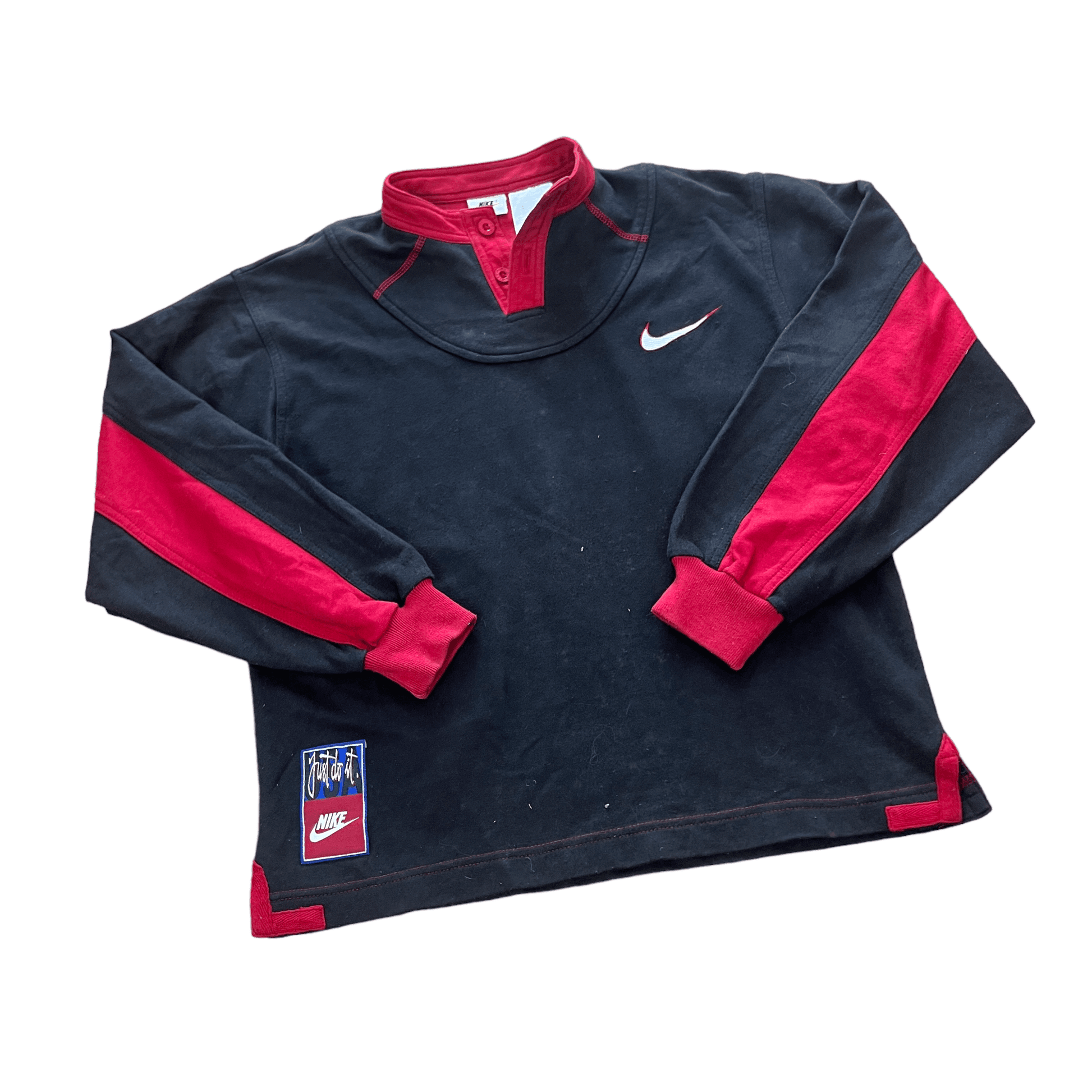 Women’s Vintage 90s Black + Red Nike Sweatshirt - Large - The Streetwear Studio