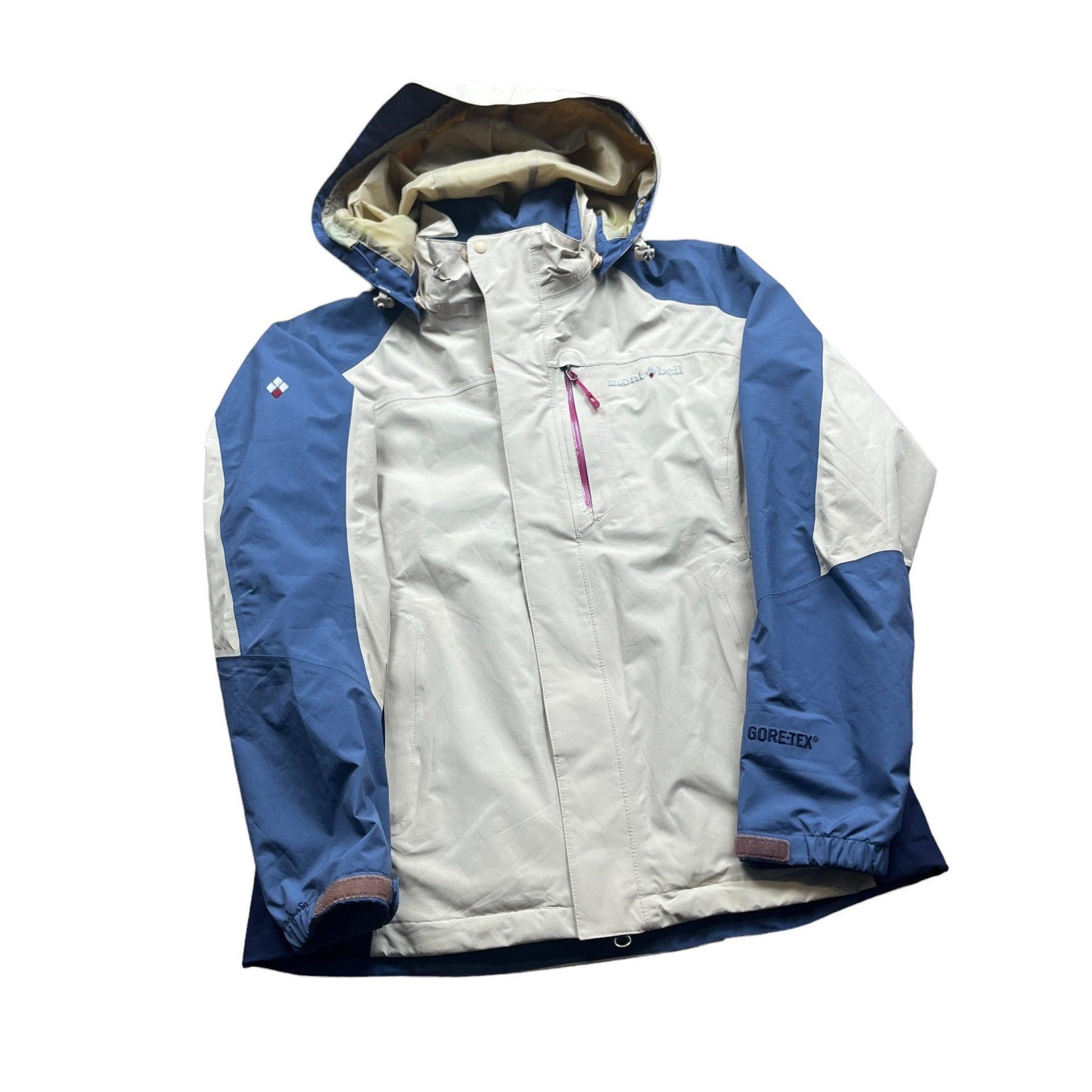 Women’s Vintage Cream + Blue Montbell Waterproof Jacket - Medium - The Streetwear Studio