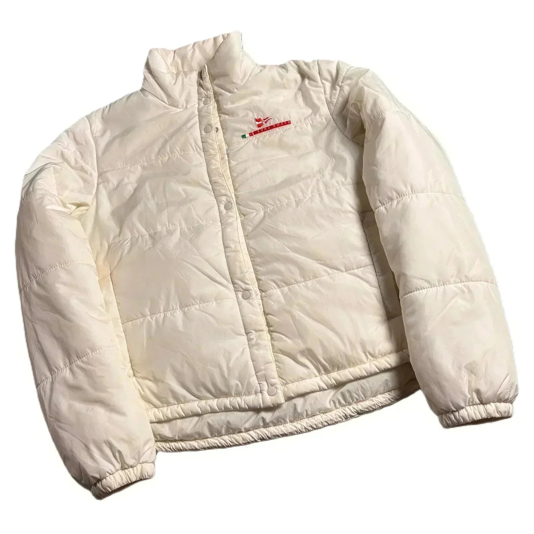 Women’s Vintage White Prada Luna Rossa Puffer Coat - M | The Streetwear Studio
