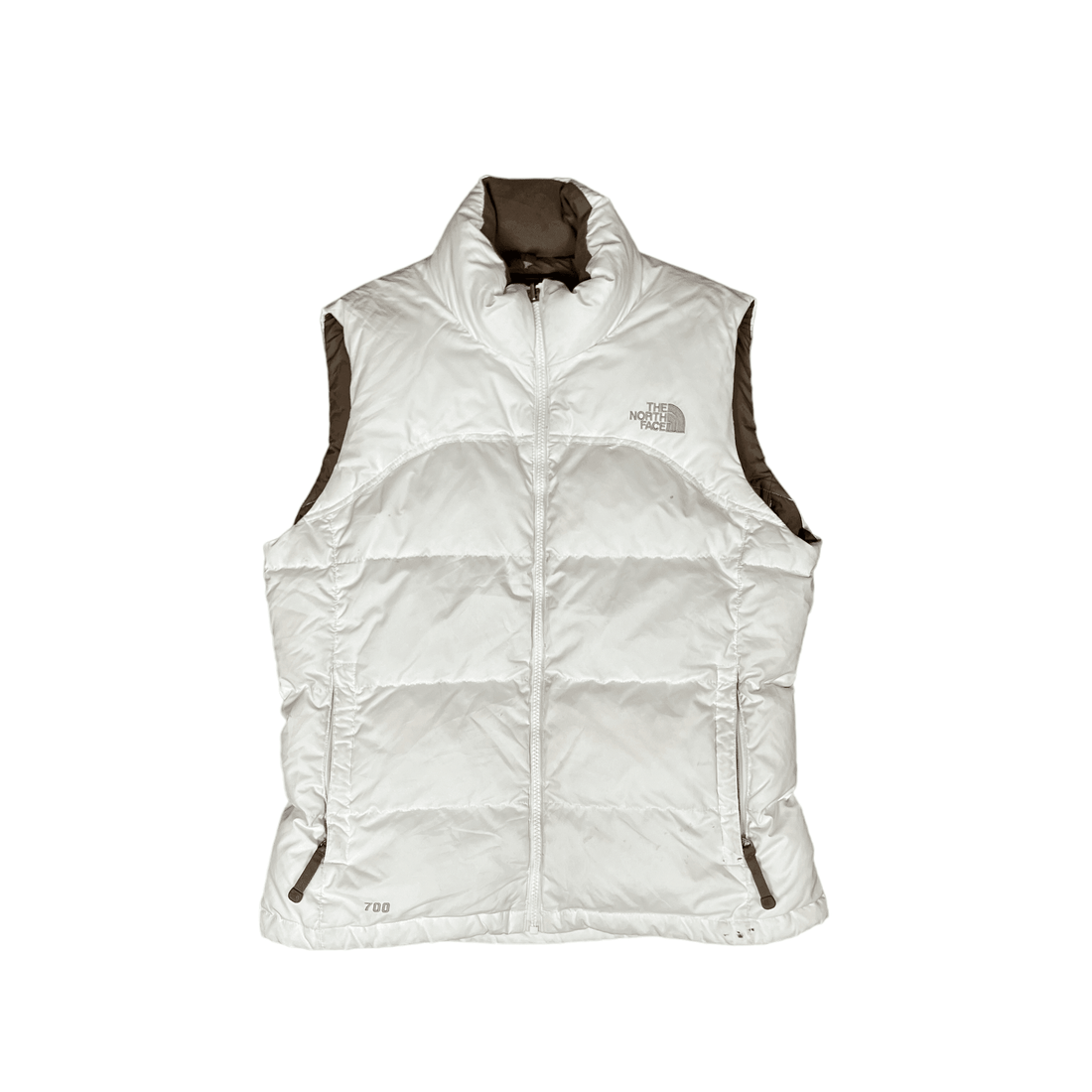 Women’s Vintage White The North Face (TNF) Puffer Gilet - Medium - The Streetwear Studio