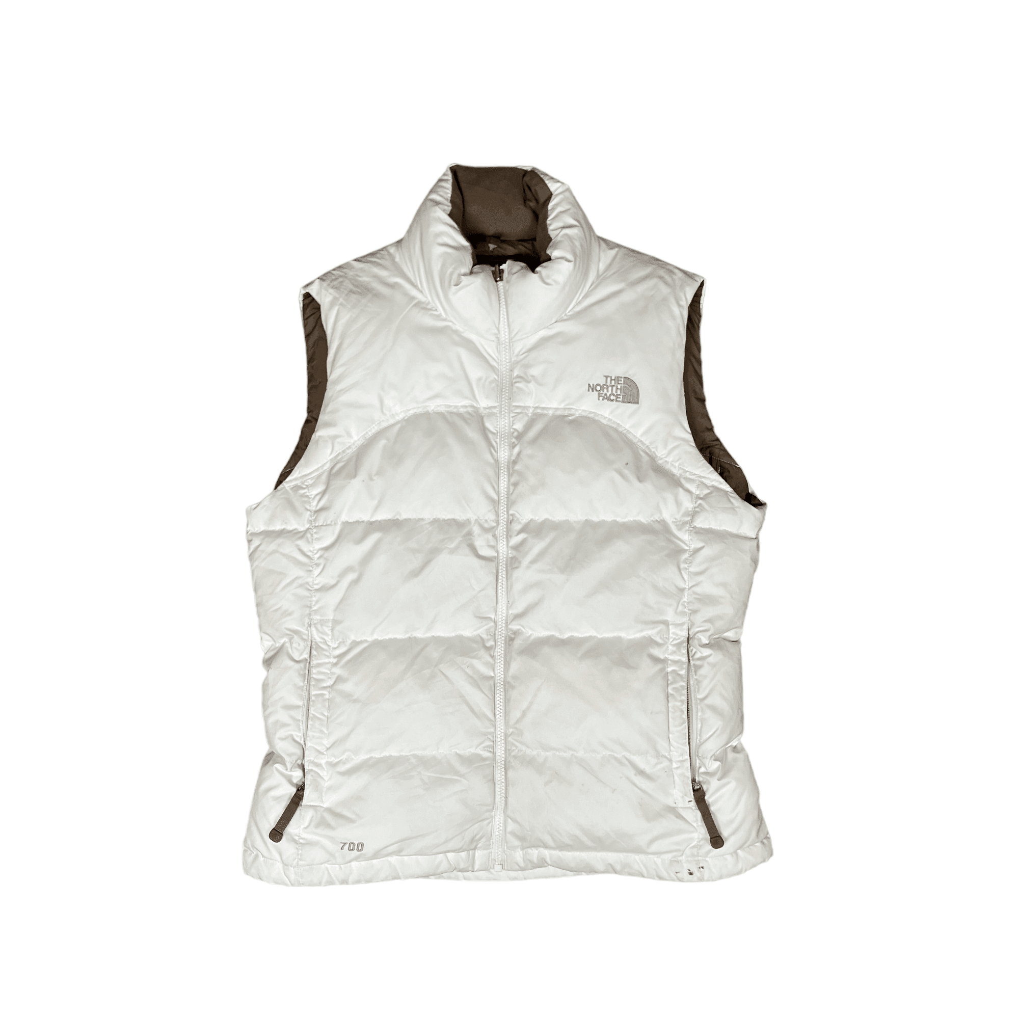 Women’s Vintage White The North Face (TNF) Puffer Gilet - Medium - The Streetwear Studio