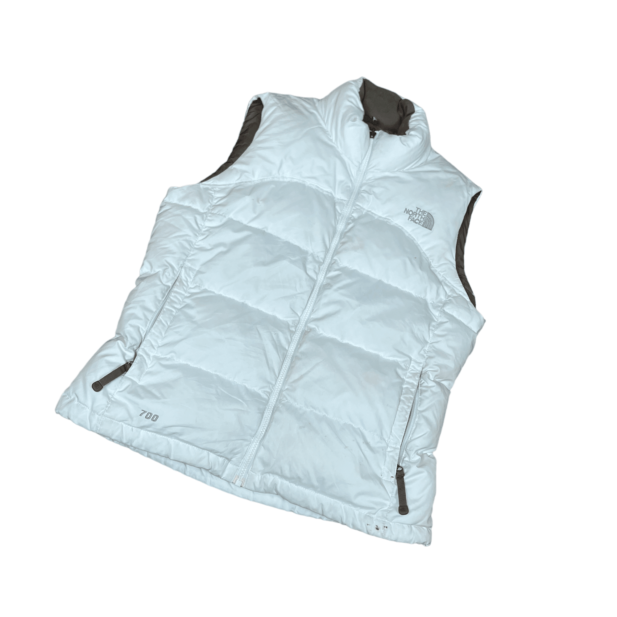 Women’s Vintage White The North Face (TNF) Puffer Gilet - Medium - The Streetwear Studio