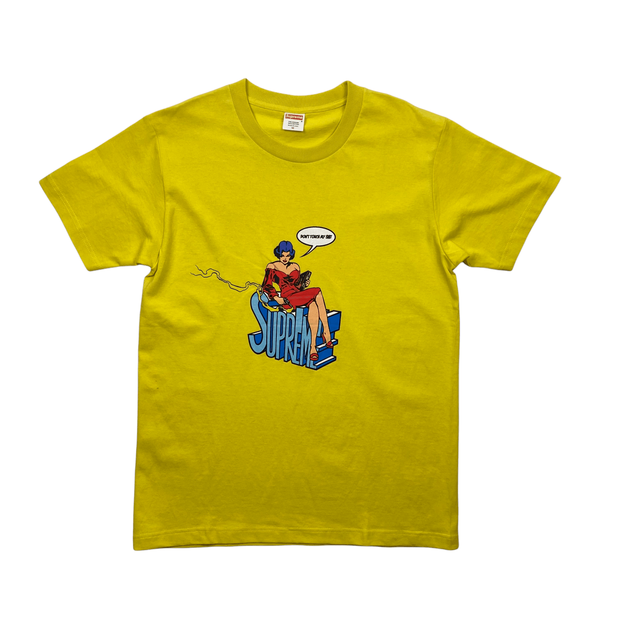 Yellow Supreme "Don't Touch My Shit Tee" - Medium - The Streetwear Studio