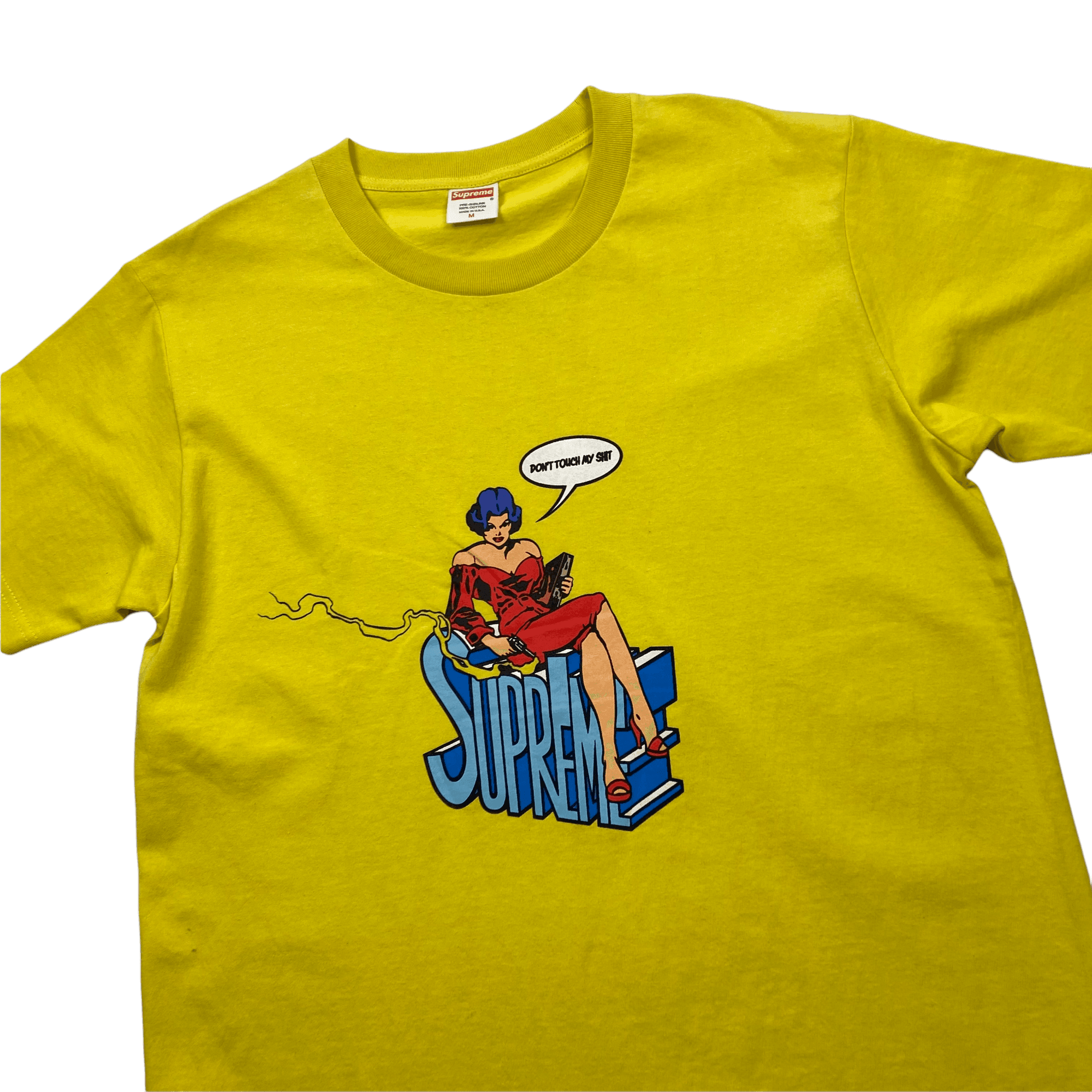Yellow Supreme "Don't Touch My Shit Tee" - Medium - The Streetwear Studio
